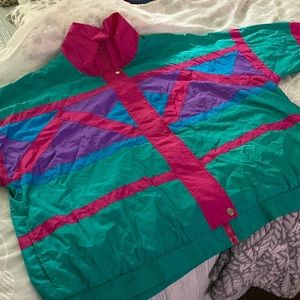 USED 3X VINTAGE RETRO SLADE WINDBREAKER IN PINK, BLUE, PURPLE AND GREEN